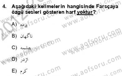 Osmanlı Türkçesine Giriş 1 Dersi 2012 - 2013 Yılı (Final) Dönem Sonu Sınav Soruları 4. Soru
