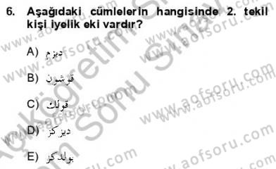 Osmanlı Türkçesine Giriş 1 Dersi 2012 - 2013 Yılı (Final) Dönem Sonu Sınav Soruları 6. Soru