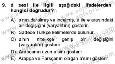Osmanlı Türkçesine Giriş 1 Dersi 2012 - 2013 Yılı (Final) Dönem Sonu Sınav Soruları 9. Soru
