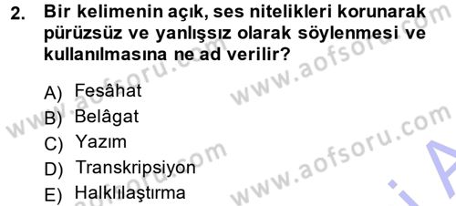 Osmanlı Türkçesine Giriş 1 Dersi 2013 - 2014 Yılı (Vize) Ara Sınav Soruları 2. Soru