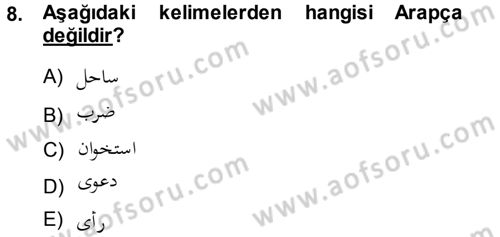 Osmanlı Türkçesine Giriş 1 Dersi 2013 - 2014 Yılı (Vize) Ara Sınav Soruları 8. Soru