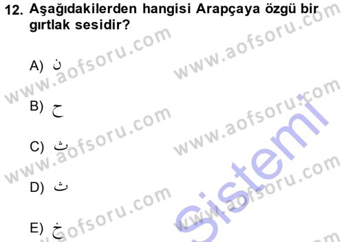 Osmanlı Türkçesine Giriş 1 Dersi 2014 - 2015 Yılı (Vize) Ara Sınav Soruları 12. Soru