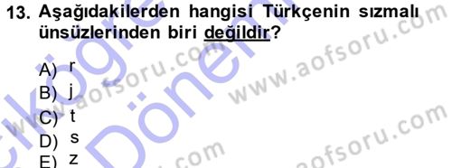 Osmanlı Türkçesine Giriş 1 Dersi 2014 - 2015 Yılı (Vize) Ara Sınav Soruları 13. Soru