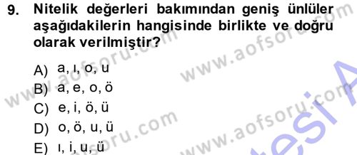 Osmanlı Türkçesine Giriş 1 Dersi 2014 - 2015 Yılı (Vize) Ara Sınav Soruları 9. Soru