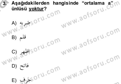 Osmanlı Türkçesine Giriş 1 Dersi 2014 - 2015 Yılı (Final) Dönem Sonu Sınav Soruları 3. Soru