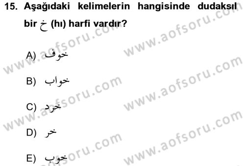 Osmanlı Türkçesine Giriş 1 Dersi 2015 - 2016 Yılı (Vize) Ara Sınav Soruları 15. Soru