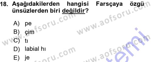 Osmanlı Türkçesine Giriş 1 Dersi 2015 - 2016 Yılı (Vize) Ara Sınav Soruları 18. Soru