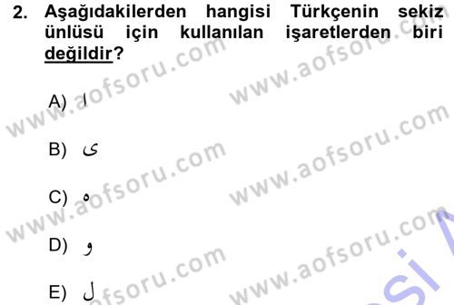 Osmanlı Türkçesine Giriş 1 Dersi 2015 - 2016 Yılı (Vize) Ara Sınav Soruları 2. Soru