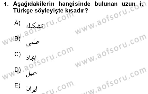 Osmanlı Türkçesine Giriş 1 Dersi 2016 - 2017 Yılı (Vize) Ara Sınav Soruları 1. Soru