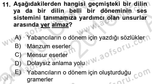 Osmanlı Türkçesine Giriş 1 Dersi 2016 - 2017 Yılı (Vize) Ara Sınav Soruları 11. Soru