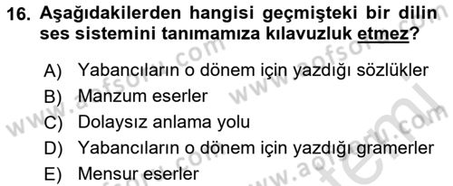 Osmanlı Türkçesine Giriş 1 Dersi 2019 - 2020 Yılı (Vize) Ara Sınav Soruları 16. Soru