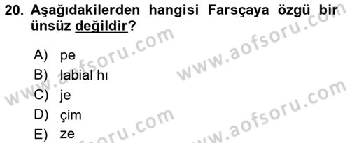 Osmanlı Türkçesine Giriş 1 Dersi 2019 - 2020 Yılı (Vize) Ara Sınav Soruları 20. Soru