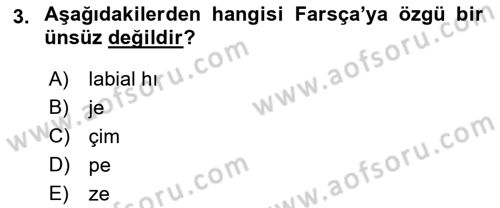 Osmanlı Türkçesine Giriş 1 Dersi 2019 - 2020 Yılı (Final) Dönem Sonu Sınav Soruları 3. Soru