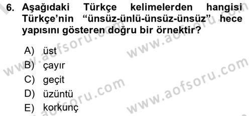 Osmanlı Türkçesine Giriş 1 Dersi 2019 - 2020 Yılı (Final) Dönem Sonu Sınav Soruları 6. Soru