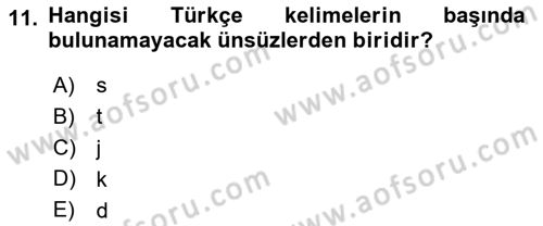 Osmanlı Türkçesine Giriş 1 Dersi 2020 - 2021 Yılı Yaz Okulu Sınav Soruları 11. Soru