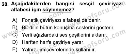 Osmanlı Türkçesine Giriş 1 Dersi 2021 - 2022 Yılı (Vize) Ara Sınav Soruları 20. Soru