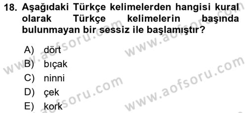 Osmanlı Türkçesine Giriş 1 Dersi 2021 - 2022 Yılı (Final) Dönem Sonu Sınav Soruları 18. Soru