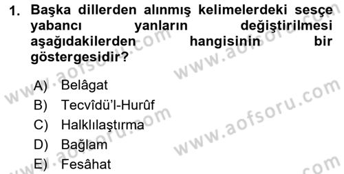 Osmanlı Türkçesine Giriş 1 Dersi 2021 - 2022 Yılı Yaz Okulu Sınav Soruları 1. Soru