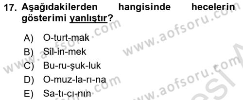 Osmanlı Türkçesine Giriş 1 Dersi 2021 - 2022 Yılı Yaz Okulu Sınav Soruları 17. Soru