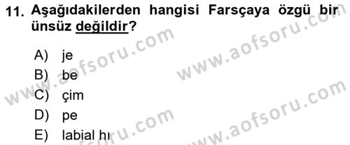 Osmanlı Türkçesine Giriş 1 Dersi 2022 - 2023 Yılı (Vize) Ara Sınav Soruları 11. Soru