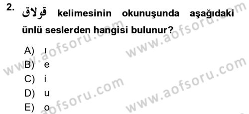 Osmanlı Türkçesine Giriş 1 Dersi 2023 - 2024 Yılı (Vize) Ara Sınav Soruları 2. Soru