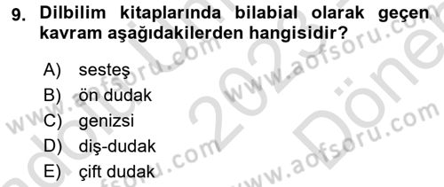 Osmanlı Türkçesine Giriş 1 Dersi 2023 - 2024 Yılı (Final) Dönem Sonu Sınav Soruları 9. Soru