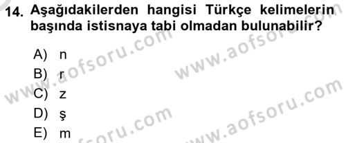 Osmanlı Türkçesine Giriş 1 Dersi 2023 - 2024 Yılı Yaz Okulu Sınav Soruları 14. Soru