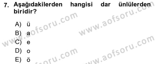 Osmanlı Türkçesine Giriş 1 Dersi 2024 - 2025 Yılı (Vize) Ara Sınav Soruları 7. Soru