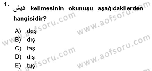 Osmanlı Türkçesine Giriş 1 Dersi 2024 - 2025 Yılı Yaz Okulu Sınav Soruları 1. Soru