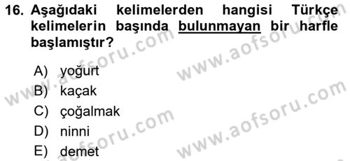 Osmanlı Türkçesine Giriş 1 Dersi 2024 - 2025 Yılı Yaz Okulu Sınav Soruları 16. Soru