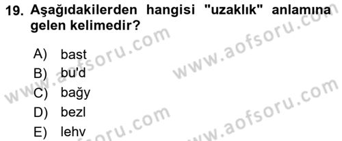 Osmanlı Türkçesine Giriş 1 Dersi 2024 - 2025 Yılı Yaz Okulu Sınav Soruları 19. Soru