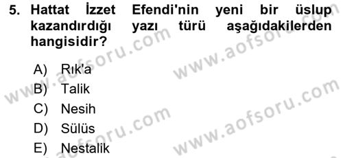 Osmanlı Türkçesine Giriş 1 Dersi 2025 - 2026 Yılı (Vize) Ara Sınav Soruları 5. Soru