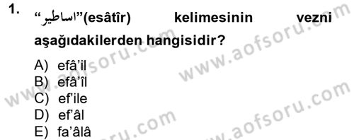 Osmanlı Türkçesine Giriş 2 Dersi 2012 - 2013 Yılı (Vize) Ara Sınav Soruları 1. Soru