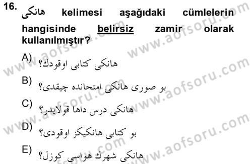 Osmanlı Türkçesine Giriş 2 Dersi 2012 - 2013 Yılı (Vize) Ara Sınav Soruları 16. Soru