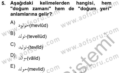 Osmanlı Türkçesine Giriş 2 Dersi 2012 - 2013 Yılı (Vize) Ara Sınav Soruları 5. Soru