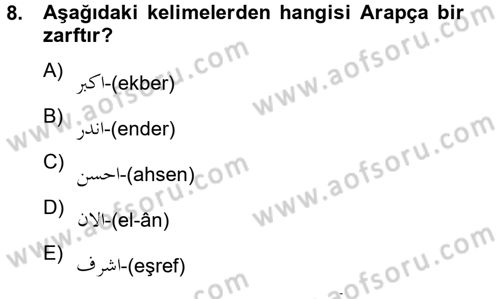 Osmanlı Türkçesine Giriş 2 Dersi 2012 - 2013 Yılı (Vize) Ara Sınav Soruları 8. Soru