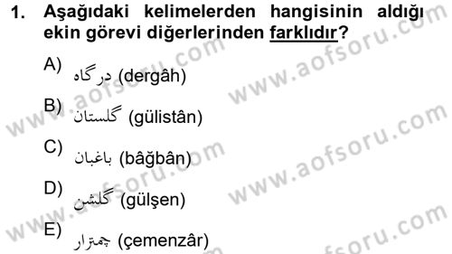 Osmanlı Türkçesine Giriş 2 Dersi 2012 - 2013 Yılı (Final) Dönem Sonu Sınav Soruları 1. Soru