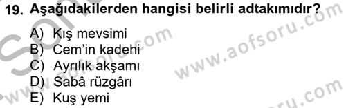 Osmanlı Türkçesine Giriş 2 Dersi 2012 - 2013 Yılı (Final) Dönem Sonu Sınav Soruları 19. Soru