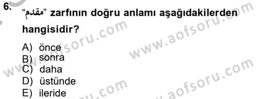 Osmanlı Türkçesine Giriş 2 Dersi 2012 - 2013 Yılı (Final) Dönem Sonu Sınav Soruları 6. Soru