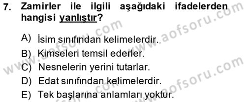 Osmanlı Türkçesine Giriş 2 Dersi 2013 - 2014 Yılı (Final) Dönem Sonu Sınav Soruları 7. Soru