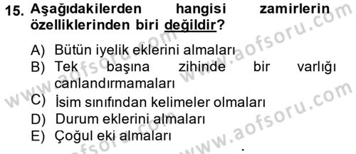 Osmanlı Türkçesine Giriş 2 Dersi 2014 - 2015 Yılı (Vize) Ara Sınav Soruları 15. Soru