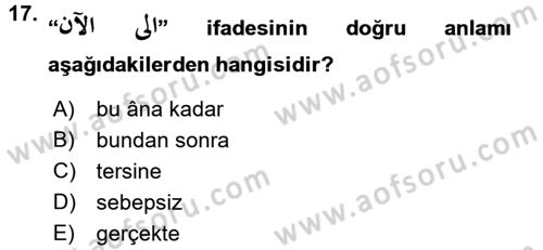 Osmanlı Türkçesine Giriş 2 Dersi 2015 - 2016 Yılı (Final) Dönem Sonu Sınav Soruları 17. Soru