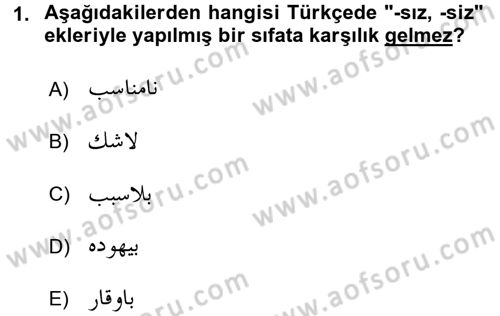 Osmanlı Türkçesine Giriş 2 Dersi 2016 - 2017 Yılı (Vize) Ara Sınav Soruları 1. Soru