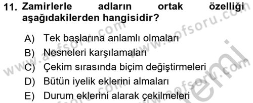 Osmanlı Türkçesine Giriş 2 Dersi 2016 - 2017 Yılı (Vize) Ara Sınav Soruları 11. Soru