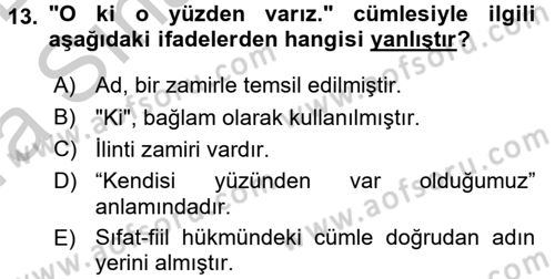 Osmanlı Türkçesine Giriş 2 Dersi 2016 - 2017 Yılı (Vize) Ara Sınav Soruları 13. Soru