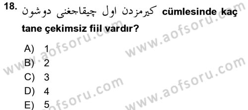 Osmanlı Türkçesine Giriş 2 Dersi 2016 - 2017 Yılı (Vize) Ara Sınav Soruları 18. Soru