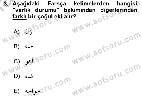 Osmanlı Türkçesine Giriş 2 Dersi 2016 - 2017 Yılı (Vize) Ara Sınav Soruları 3. Soru