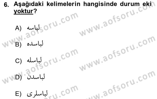 Osmanlı Türkçesine Giriş 2 Dersi 2016 - 2017 Yılı (Vize) Ara Sınav Soruları 6. Soru
