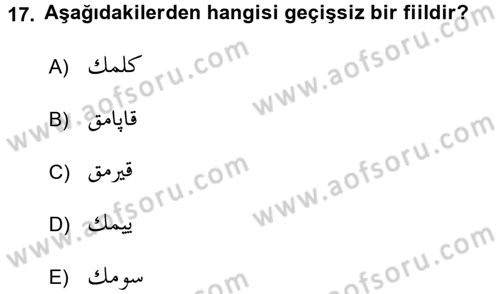 Osmanlı Türkçesine Giriş 2 Dersi 2016 - 2017 Yılı (Final) Dönem Sonu Sınav Soruları 17. Soru