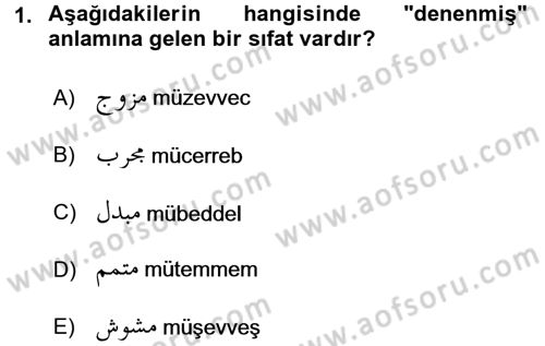Osmanlı Türkçesine Giriş 2 Dersi 2017 - 2018 Yılı (Vize) Ara Sınav Soruları 1. Soru